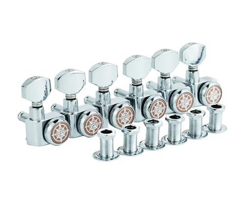 Guyker 6 In-line Guitar Locking Tuners – 1:18 Locking Tuning Key Pegs Tuners – Chrome