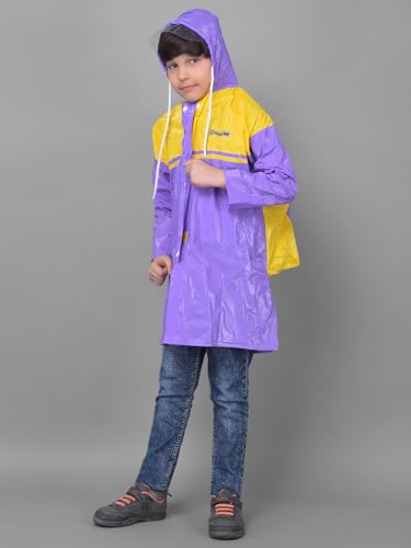 Image of Dollar Rainguard Kids' Full Sleeve Solid Long Raincoat With Adjustable Hood and Pocket