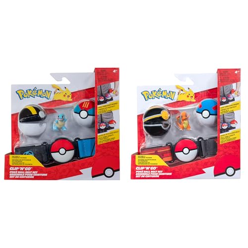 Pokemon Pokémon Clip´N´Go - Cinturón con diseño de Charmander & Squirtle, juego oficial para niños a partir de 4 años