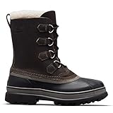SOREL Men's Caribou WL Wool Boot — Quarry, Black — Waterproof Leather Snow Boots — Size 11
