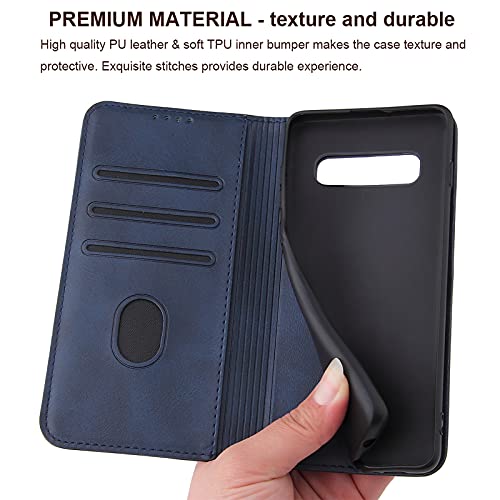 Tohulle Case For Samsung Galaxy S10 Plus, Premium Pu Leather Wallet Case With Card Holder Kickstand Built-In Magnetic Closure Flip Folio Phone Cover For Samsung Galaxy S10 Plus - Blue #TOP1