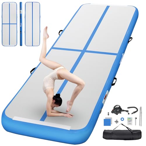 FBSPORT Trainingsmatte, 20 cm, Höhe, aufblasbar, Air Tumbling Track 4 m, Gymnastikmatte, aufblasbar, Tumbling, Gymnastikmatte, für Turner, Tumbling, Yoga, mit Pumpe