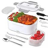 Fiambrera Electrica,lonchera eléctrica,fiambrera electrica portatil,1.5L Comida Fiambrera Termica,Recipiente de comida térmico,Para Automóvil 12V, Camión 24V, Familia 220V (Gris)