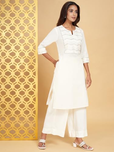 Image of Rangmanch by Pantaloons Women's Cotton Solid Regular Kurtas