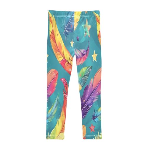 Toddler Girls Leggings Printed Yoga Pants Leggings Lovely Rainbow Stars Feathers for Kids2