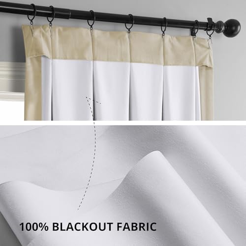 Image of HPD Half Price Drapes Velvet Blackout Curtains /Drapes - 120 Inches Long 1 Panel Blackout Curtain Signature Pleated for Living Room & Bedroom - 25W X 120L, Neutral Ground