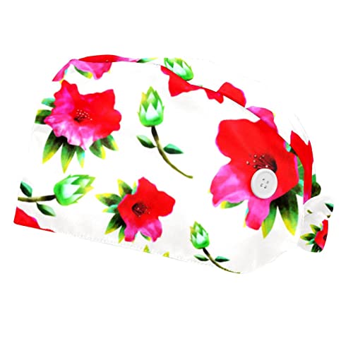 Chapeaux bouffants JDEZ fleur rouge : lot de 2 casquettes de travail ajustables mixtes