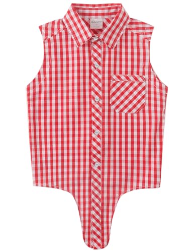 Image of Noomelfish Girls Sleeveless Button Down Shirt Tie Knot Blouse Western Cowgirl Outfit (5-12 Years)