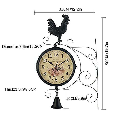 Horloge murale de jardin antique double face en fer forgé