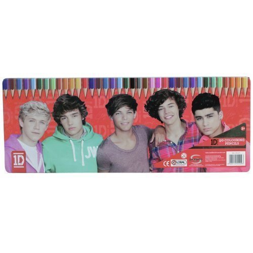 ONE DIRECTION 1D 50 COLOURING PENCIL SET STATIONERY TIN CASE BOX OFFICIAL - NEW by Sambro