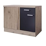 MMR Küchen-Eckunterschrank LONDON - Küchenschrank - Unterschrank - 1-türig - 1 Schublade - Breite 110 cm - Anthrazit