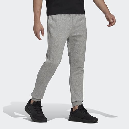 Adidas Mens Essentials Fleece Regular Tapered Pants Medium Grey Heather/Black XX-Large - image 3