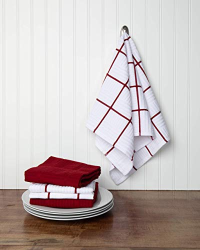 Kitchen Towels Dish Towels 100% Cotton, Set Of 4, Red And White Hand Towels, Tea Towels, Reusable And Absorbent Cleaning Cloths, Oeko-Tex Cotton, 28 In X 16 In #TOP1