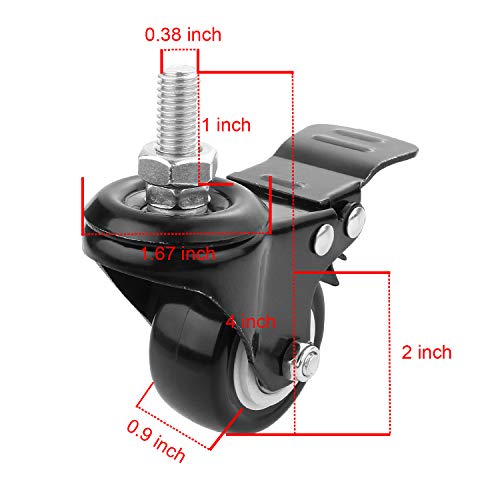 Abuff 4 PCS Pack Of 2 Inch Stem Casters, Abuff M10 Heavy Duty Swivel Casters Loading 440 Lbs thumb #1