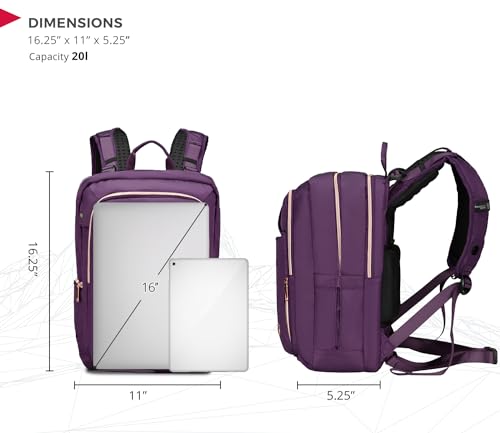 Swissdigital Design Massaging Laptop Backpack For Women, USB Charging Port Large Capacity Computer Backpacks For Work Business, Purple l KATY ROSE3