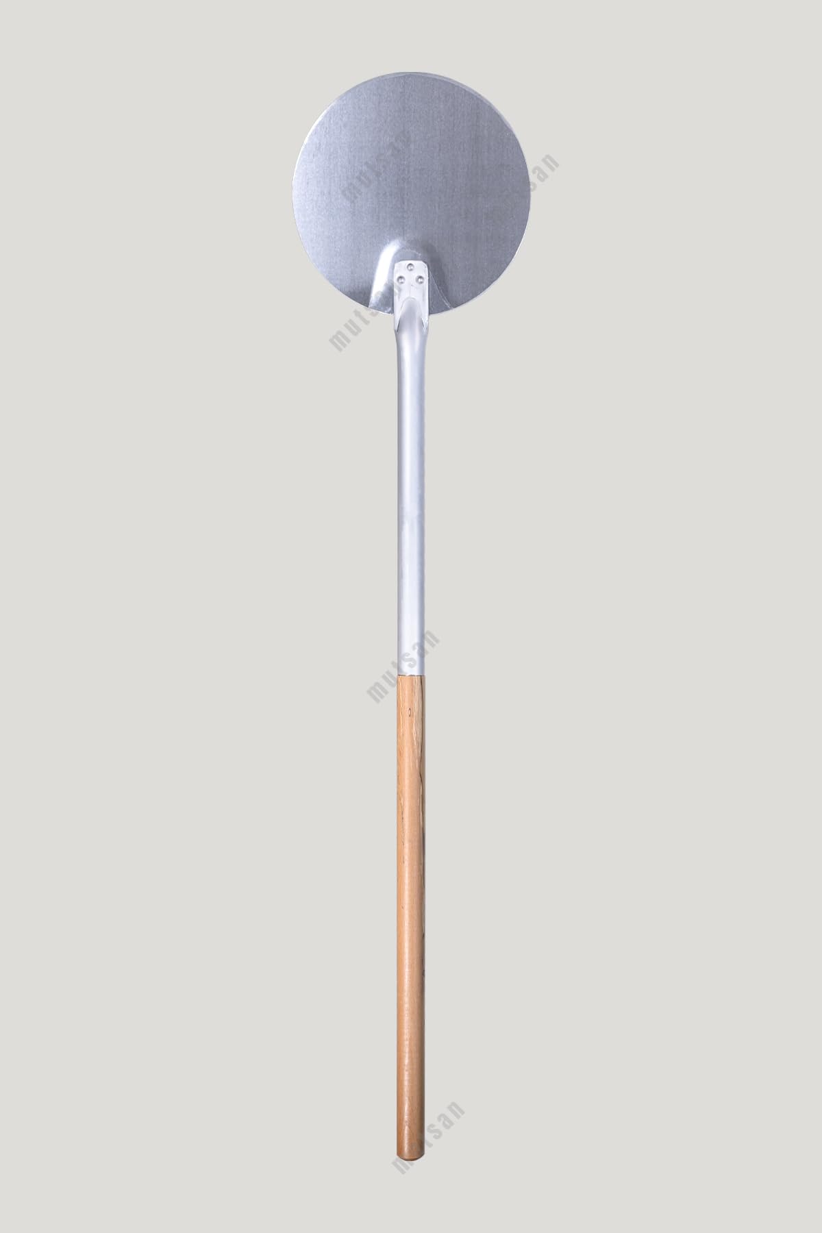 Alüminyum Yuvarlak Pizza Çevirme Küreği 22 cm - Isıya Dayanıklı Fırın Küreği - 80 cm Ahşap Saplı