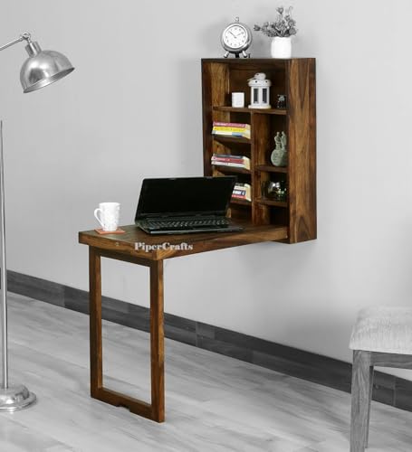 Image of Solid Sheesham Wood Study Table for Home, Multi-Purpose Office Desk for Laptop | Wooden Computer Table, Writing Desk for Adults & Students, Folding Table - Student Table Wood - Teak Finish