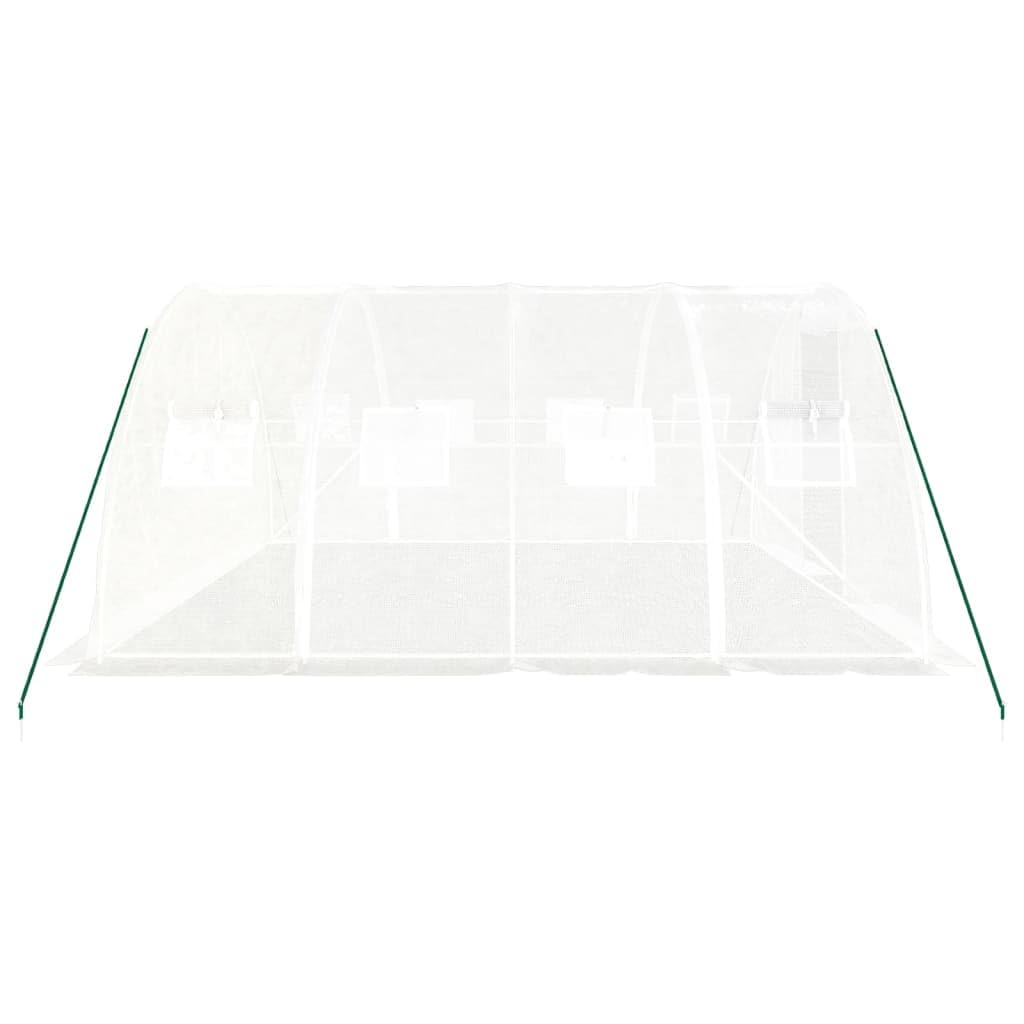 Gewächshaus mit Stahlrahmen in Weiß 16 m² 4x4x2 m für Hobbygartenbau, Pflanzenpflege, Gemüse, Kräuter, Blumen, Überwinterung, Balkon, Terrasse, mit Belüftung und Fenstern