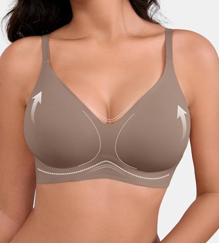 Womens Seamless Bras No Underwire Push Up Bras Comfort V Neck Padded Bra Wireless Bralette Basic Everyday Bra Multiple Pack2