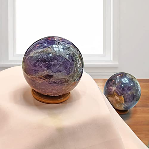 Image of Shubhanjali Amethyst Crystal Ball for Home Decorative Items 150-200 Gm Polished Round Gemstone Amethyst Stone Ball for Crystal at Home Office Desk Kids Table