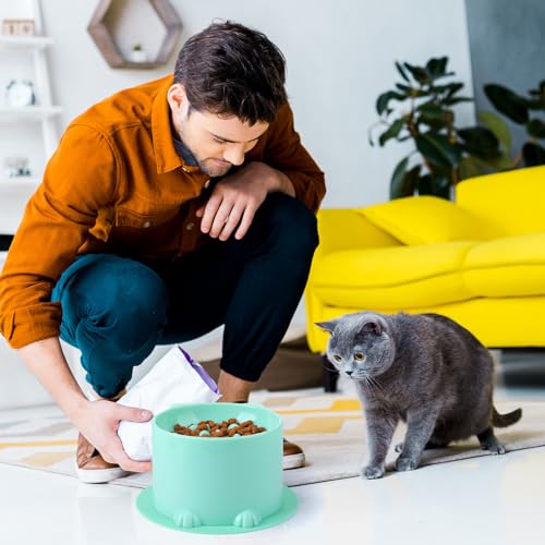 2Stück Anti Schling Napf Katze Erhöht, Antischlingnapf Mit Anti Rutsch Matte für Katzen und Kleine Hunde, Slow Feeder für Nassfutter