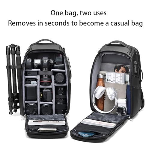 Camera Backpack with 17 Inch Laptop Compartment, Camera Bag Professional for SLR DSLR Mirrorless for Photographers (Black)4