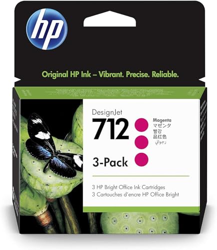 Hp 712 3Ed78A, Confezione Da 3 Cartucce Originale Hp, Compatibile Con Stampanti Hp Designjet T650, T630, T250, T230, Serie Studio E Hp 713 Testina Di 