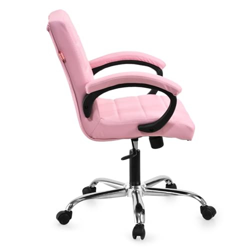 Image of GOYALSON Comfortable Revolving Office Chair Adjustable Swivel Chair with Padded Seat & Backrest for Home Office (1, Pink, Standard)