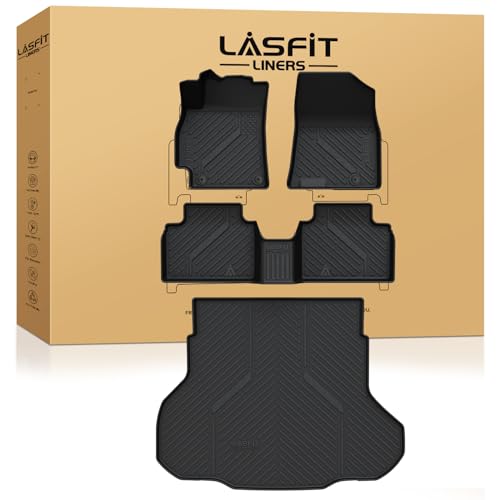 LASFIT Floor Mats & Cargo Mat for Kia K4 2026 2025 All Weather TPE Custom Fit Floor Liner 1st & 2nd Row Full Set Car Mats and Trunk Mat Accessories Black