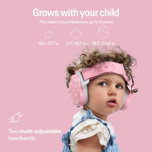 Image of Alpine Muffy Baby Comfort - Protects Hearing for Babies and Toddlers - CE & ANSI Certified - Headband for Safe fit & Comfort - Adjustable for Ages 3-48 Months - 24dB Sound Reduction, Hearts