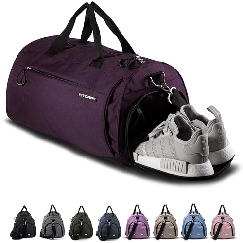 Fitgriff® Sporttasche & Reisetasche für Damen und Herren - mit Schuhfach & Nassfach - Tasche für Sport, Fitness & Reisen - Trainingstasche, Gym Bag (Mulberry, 58 x 31 x 31 cm (Medium))