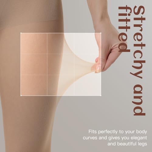 3 Pairs pantyhose for women，20 Denier High Waist sheer tights4