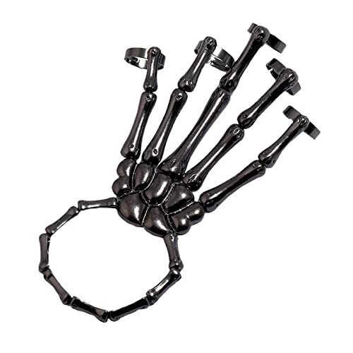 Image of Club BollywoodSkeleton Hand Bracelet with Rings Elasticity Wristband for Party Black| Bracelets| Bracelets|Jewelry & Watches|• Jewelry & Watches|1 Piece Skull Skeleton Hand Bracelet with Ring