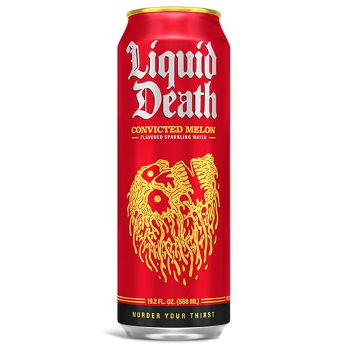 Image of Liquid Death Flavored Sparkling Water with Agave, Convicted Melon, 19.2 oz King Size Cans (8-Pack)