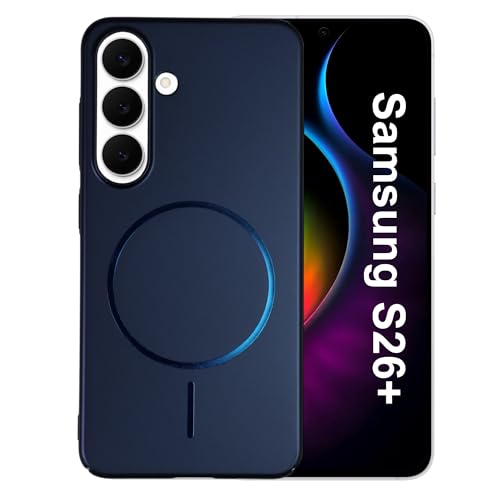 Image of AIBEX Ultra-Thin Mag-Saf Back Cover Case Compatible with Samsung S26 Plus| Slim Fit Scratch-Resistant Matte |Magnetic Wireless Charging |Microfibre Lining |Camera Protection (PC Material) - Dark Blue