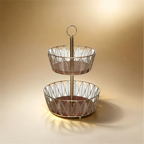 Metal-and-Wooden-2-Tier-Fruit-Basket-with-Gold-Electrofinish-Table-Top-fruit-and-vegetable-basket-for-kitchen-and-dinning-table-use Metal and Wooden 2 Tier Fruit Basket with Gold Electrofinish Table Top fruit and vegetable basket for kitchen and dinning table use