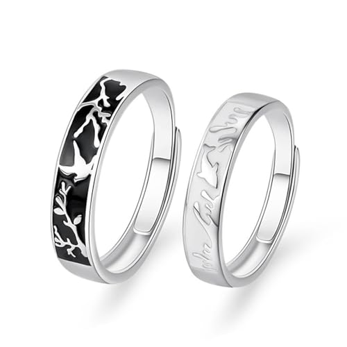 Bague de fiançailles couple argent branches fleur pour sceller votre amour