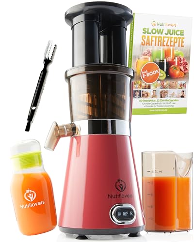 NUTRILOVERS Slow Juicer Elettrico, verdure e frutta Centrifuga, 350 Watt | BPA-FREE, Rosso