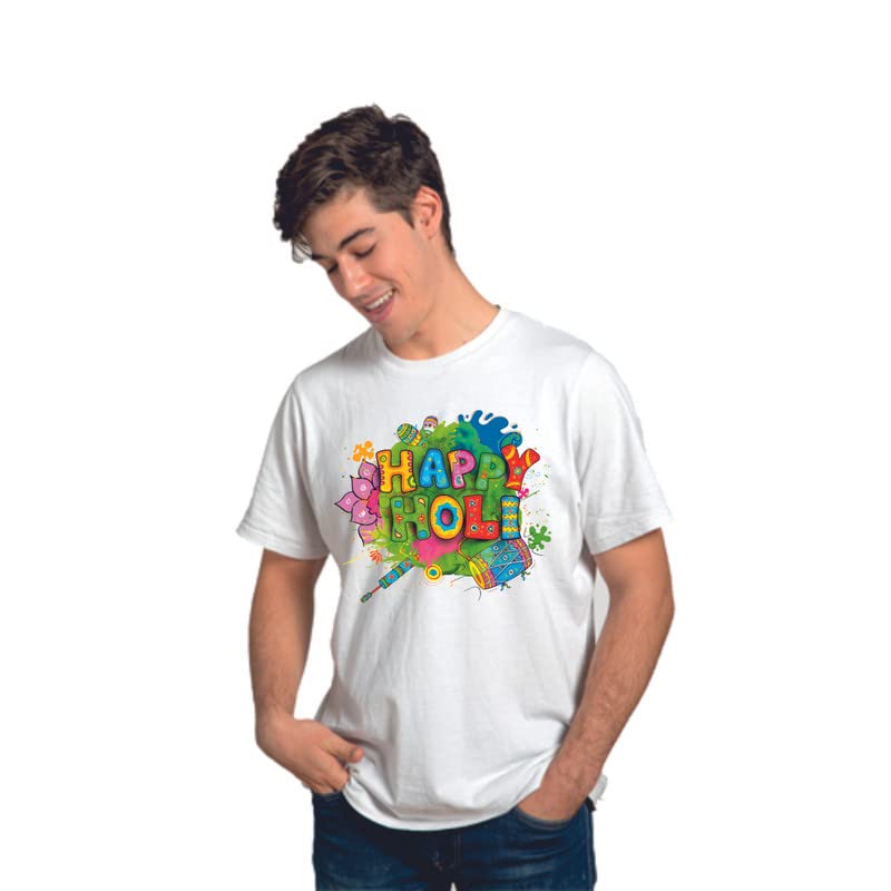 Image of Feel Good DriFit(Polyester) Happy Holi Ballon Printed T-Shirt