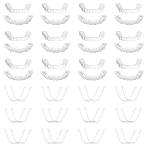 UILYNIU 12 Pares Dentaduras Postizas Instantáneas Carillas Dentales,Postizos Temporales De Superior E Inferior Dientes Fundas Dentales,Dentaduras Superior e Inferior Instantáneas (Blanco)
