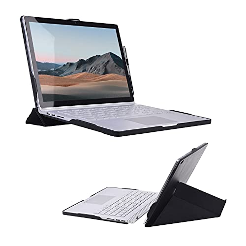 Honeymoon Protective Case Cover for Microsoft Surface Book 3/2 13.5 inch Laptop, PU Leather Hard Shell Case with Free Folding Stand Detachable Folio Cover for Surface Book Laptop(13.5",i5)