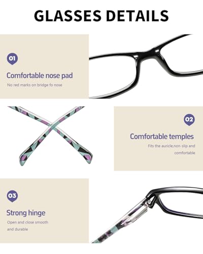 Image of Women's Fashion Reading Glasses, 5 Pairs Blue Light Blocking Readers with Durable Spring Hinges 0.5x to 4.0x