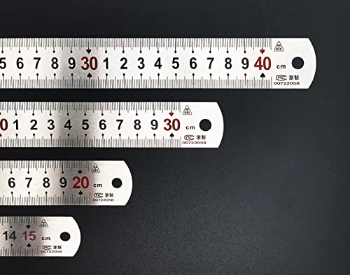 Set of 4 Stainless Steel Ruler 40cm, 30cm, 20cm