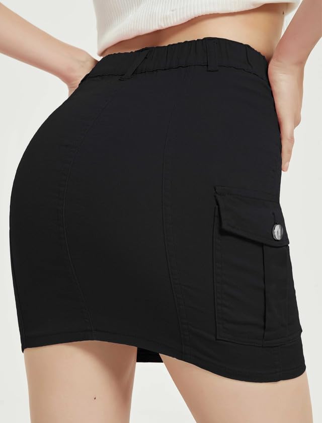 Mebius Women's Low Rise Mini Cargo Skirt Denim Jean Bodycon Button Y2K Short Micro Skirts with Pockets Sexy Cute2