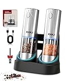 Picture of Electric Salt and Pepper Grinder Set, Stainless Steel Automatic Pepper Grinder with Upgraded Charge Base and LED Light, Adjustable Coarseness, Rechargeable Sea Salt Spice Mill Set, Ideal for Kitchen