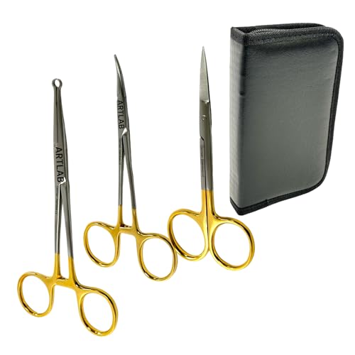 No Scalpel Vasectomy Set of 3pcs - with Mosquito Forceps + Ring Forceps + Iris Scissors + Storage Pouch Case - German Stainless Steel
