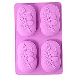 4 Cavities Oval Olive Tree Silicone Soap Mould,Baking Moulds Soap Making Mould for DIY Homemade Soap Making Tools Lotion Bar Bath Making Supplies