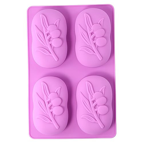 4 Cavities Oval Olive Tree Silicone Soap Mould,Baking Moulds Soap Making Mould for DIY Homemade Soap Making Tools Lotion Bar Bath Making Supplies