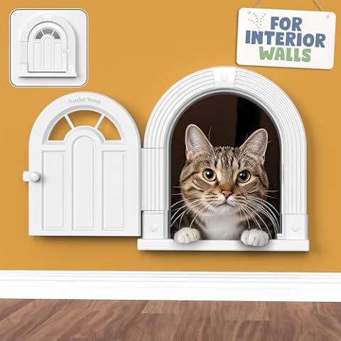 Large Cat Door for Wall Interior, Stylish & Functional Pet Door, No Training Needed Easy DIY Installation, No-Flap, Perfect for Privacy & Safety, Spacious, Fits Cats Up to 20 Lbs Cover