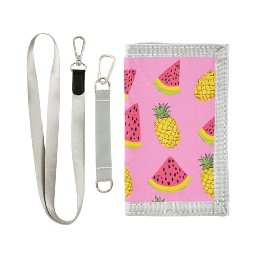 ALAZA Kids Wallets for Boys Girls Toddler Trifold Wallet Children Small Pineapple Watermelon with Zipper Coin Pocket